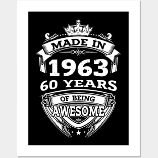 Made In 1963 60 Years Of Being Awesome Gift 2023 Birthday Posters and Art